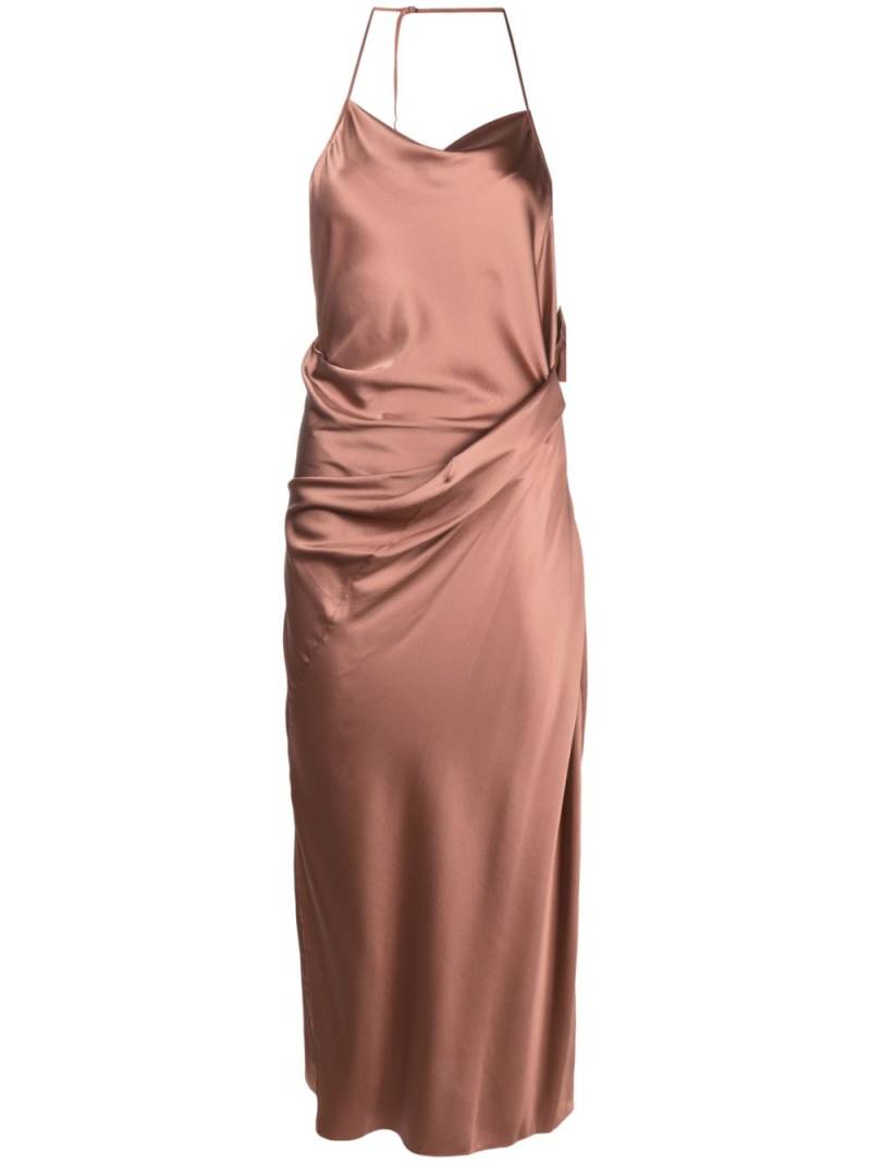 Helmut Lang draped-design halterneck dress - Brown von Helmut Lang