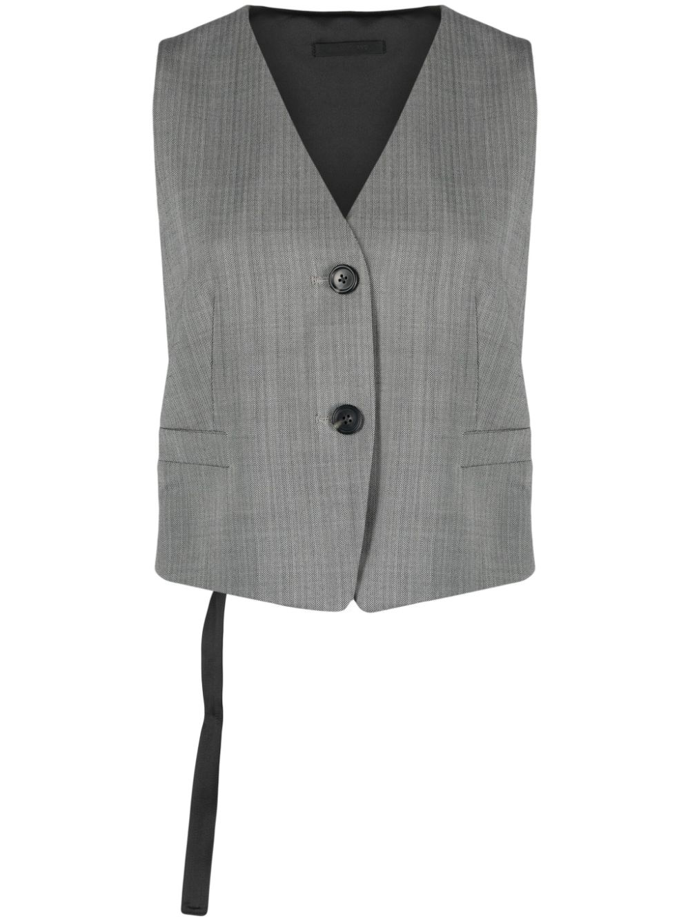 Helmut Lang herringbone cut-out vest - Black von Helmut Lang