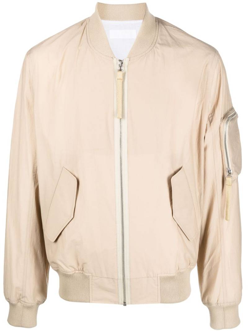 Helmut Lang logo-print bomber jacket - Neutrals von Helmut Lang