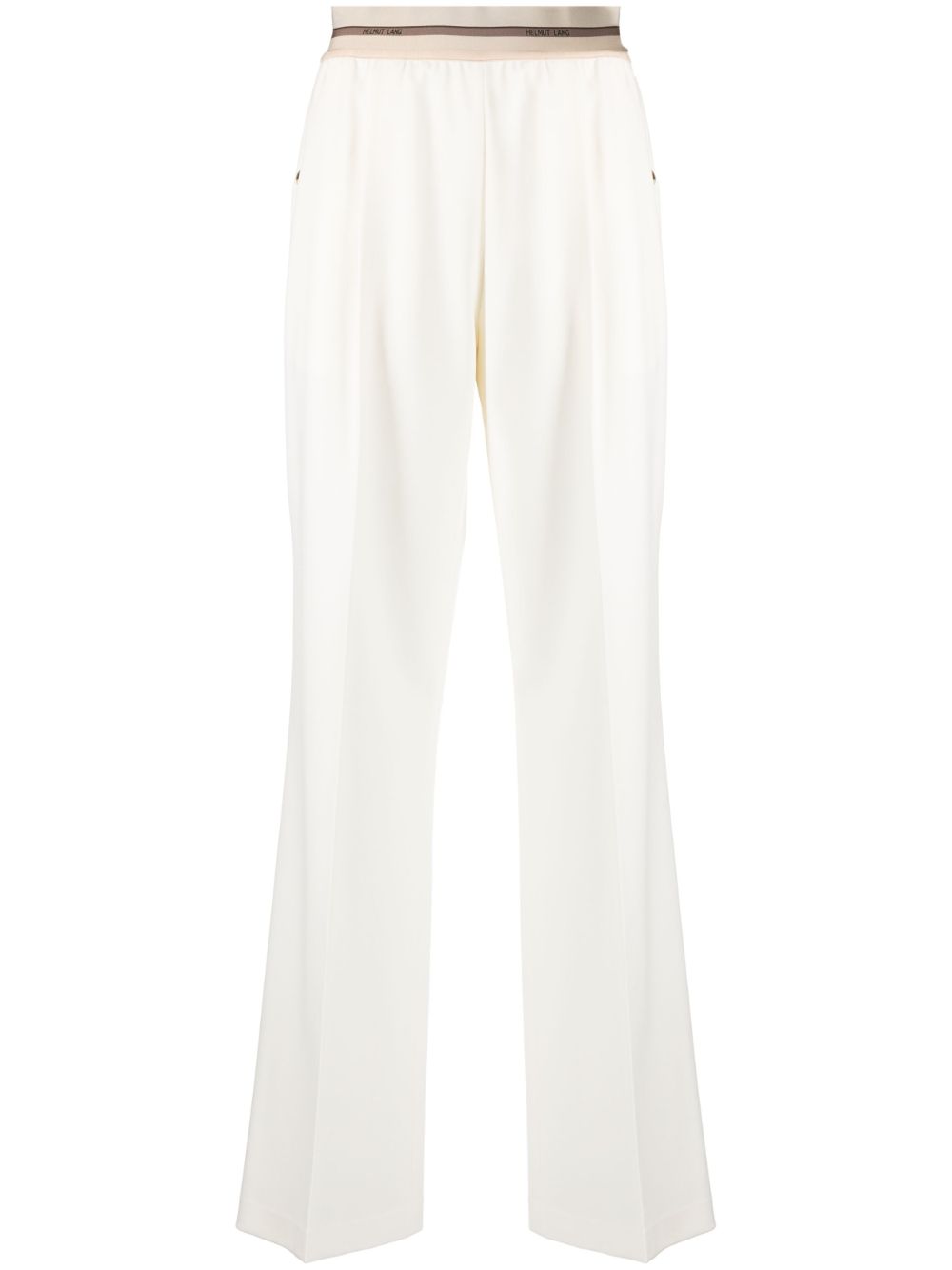 Helmut Lang logo-waistband straight trousers - Neutrals von Helmut Lang