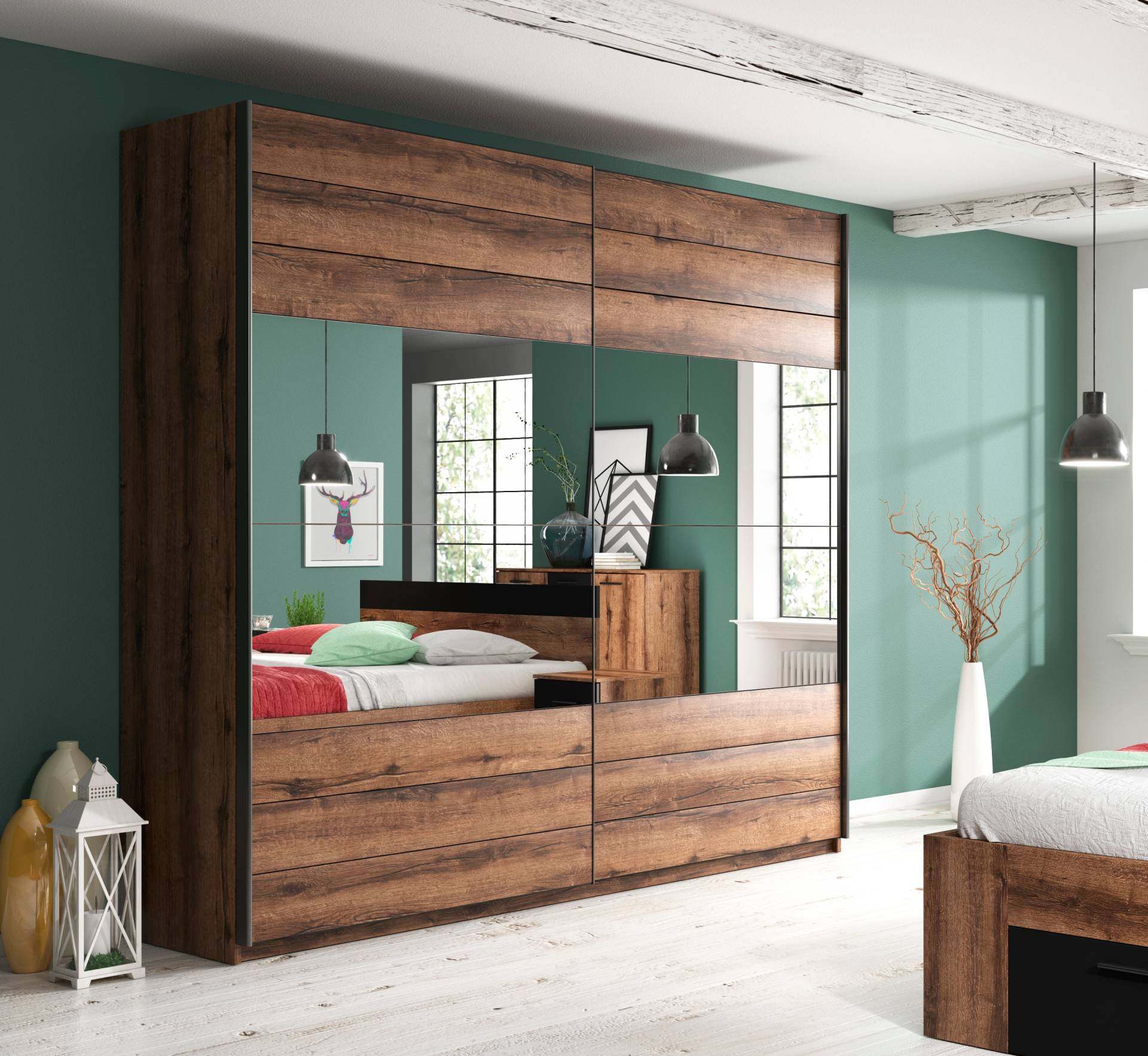 Helvetia Schwebetürenschrank Beta, mit Spiegelelement, inkl. 1 Kleiderstange und 5 Einlegeböden Helvetia Schwebetürenschrank Beta, mit Spiegelelement, inkl. 1 Kleiderstange und 5 Einlegeböden von INOSIGN