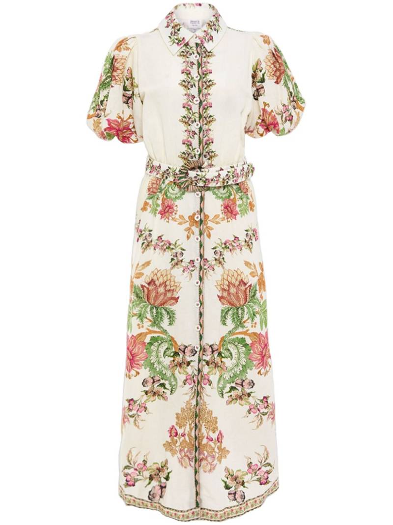 Hemant And Nandita Pahi floral-print dress - White von Hemant And Nandita