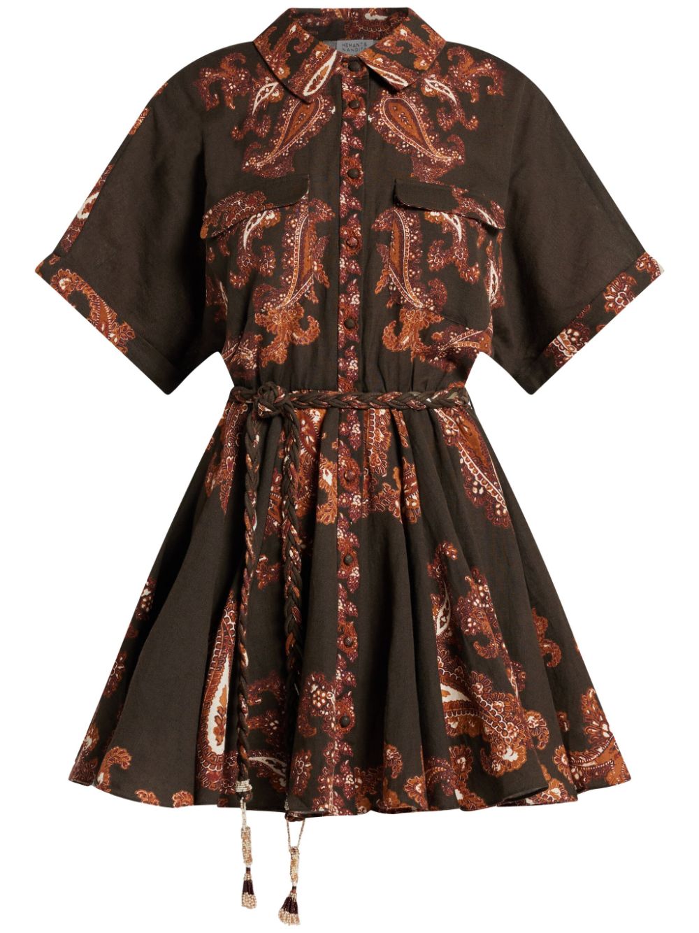 Hemant And Nandita paisley-print mini dress - Brown von Hemant And Nandita