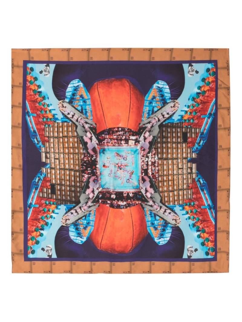 Henrik Vibskov Boxing Navy Collage silk scarf - Brown von Henrik Vibskov