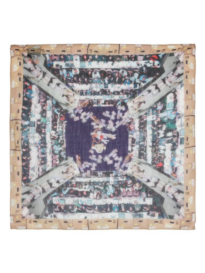 Henrik Vibskov Boxing-print squared scarf - Blue von Henrik Vibskov