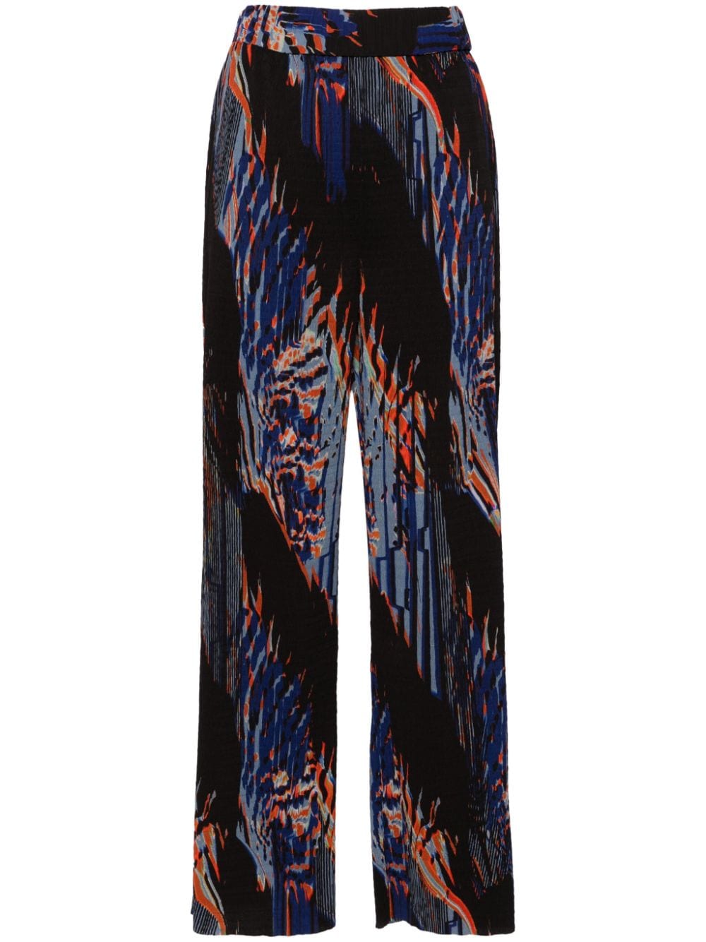 Henrik Vibskov abstract-print plissé straight trousers - Blue von Henrik Vibskov