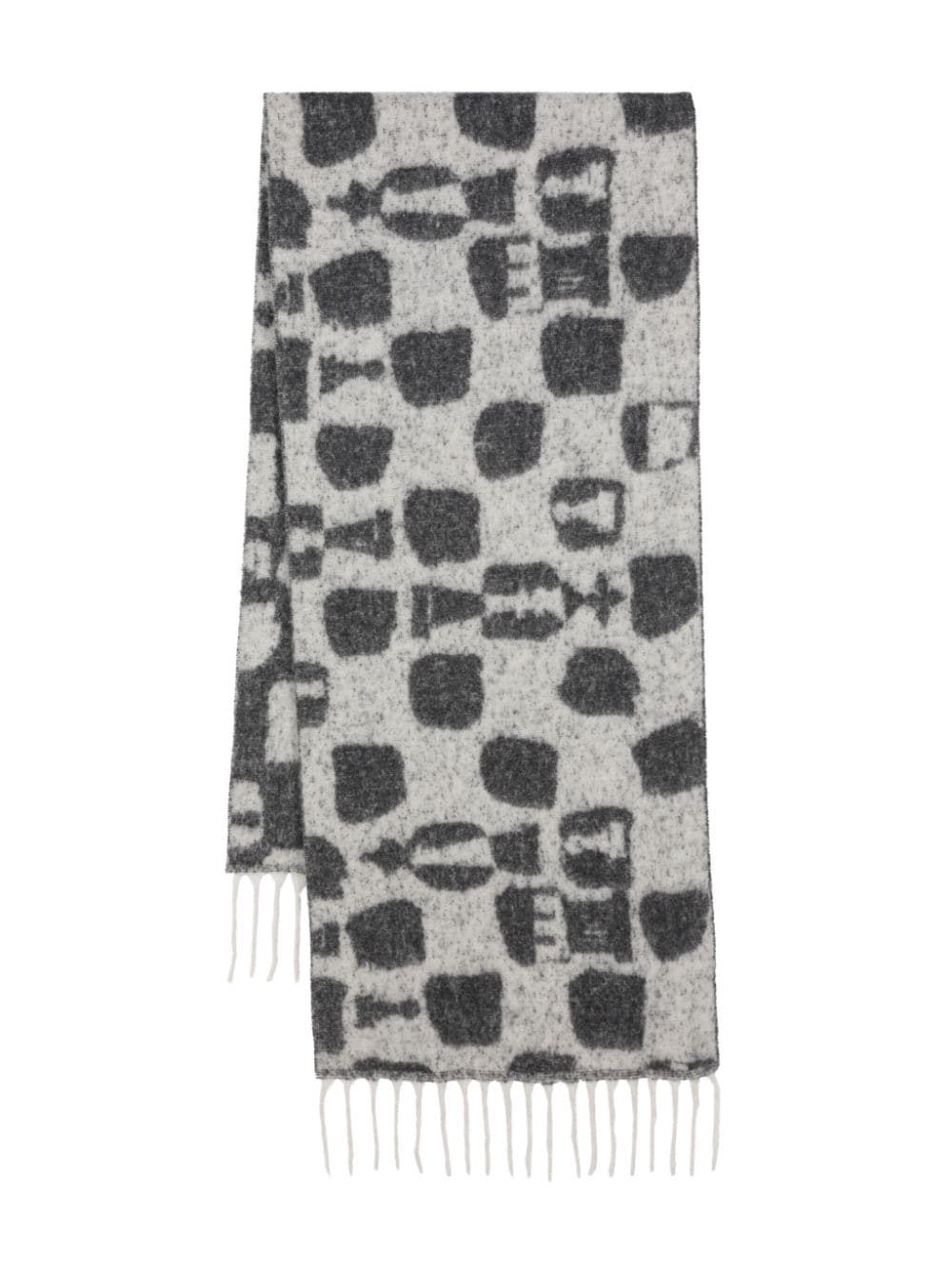 Henrik Vibskov chess pieces-jacquard wool scarf - Black von Henrik Vibskov