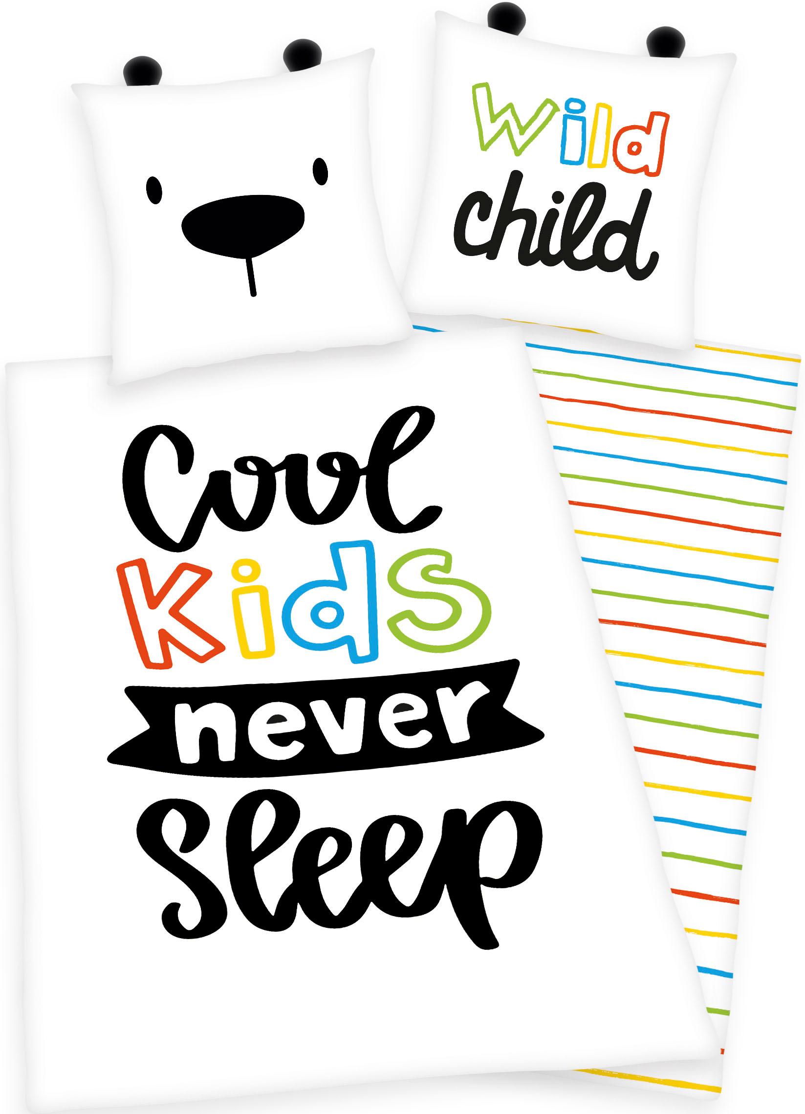 Herding Young Collection Kinderbettwäsche »Cool kids never sleep«, (2 tlg.), mit Schriftzug von Herding Young Collection