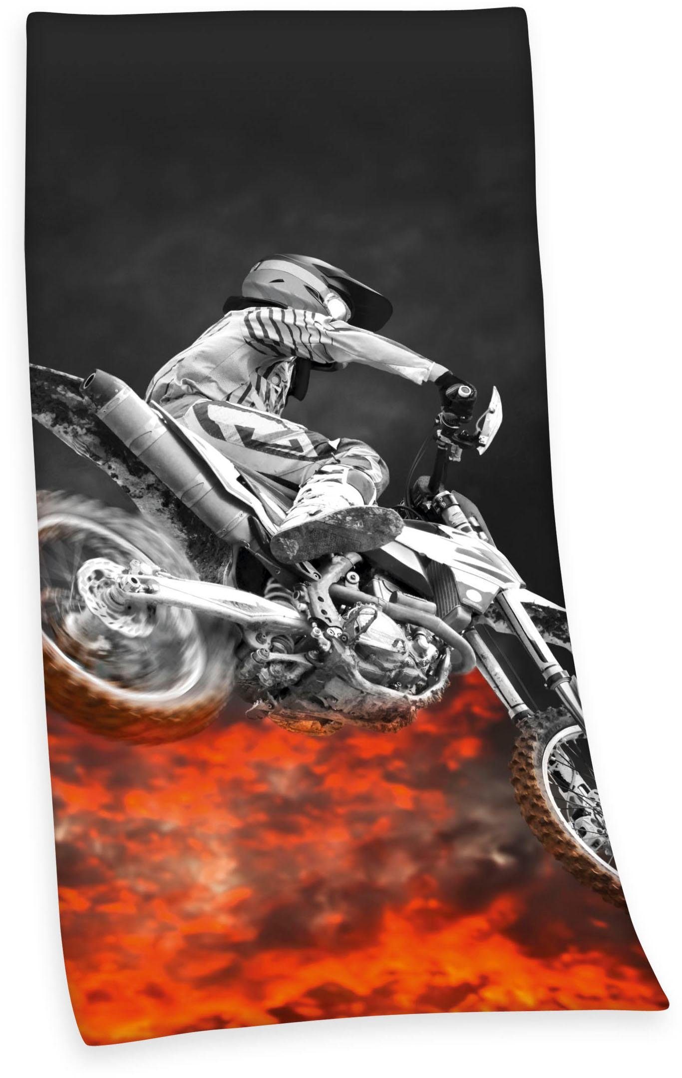 Herding Badetuch »Motocross«, (1 St., Badetuch 75 x 150 cm), mit tollem Motiv von Herding