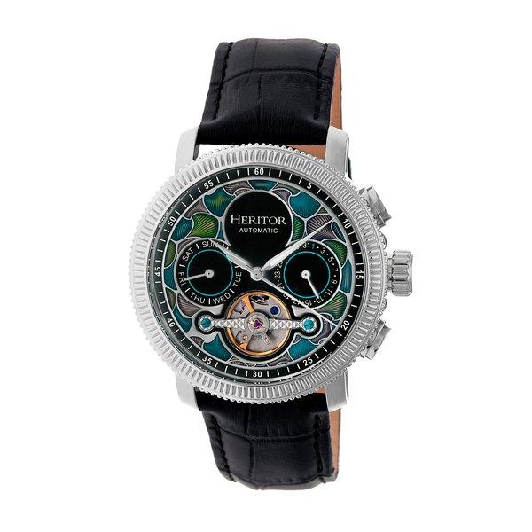 Aura Herren-halbskelett-lederbanduhr Herren Multicolor ONE SIZE von Heritor Automatic