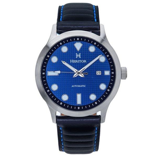 Bradford Lederarmbanduhr Mit Datum Herren Kornblumenblau ONE SIZE von Heritor Automatic