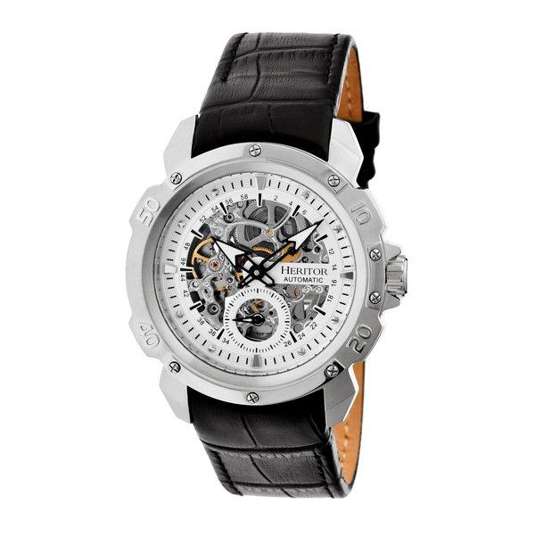 Conrad Skeleton Lederarmbanduhr Herren Weiss ONE SIZE von Heritor Automatic