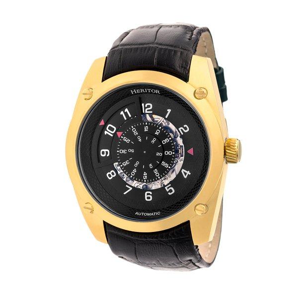 Daniels Semi-skelett-lederbanduhr Herren Gelbgold ONE SIZE von Heritor Automatic