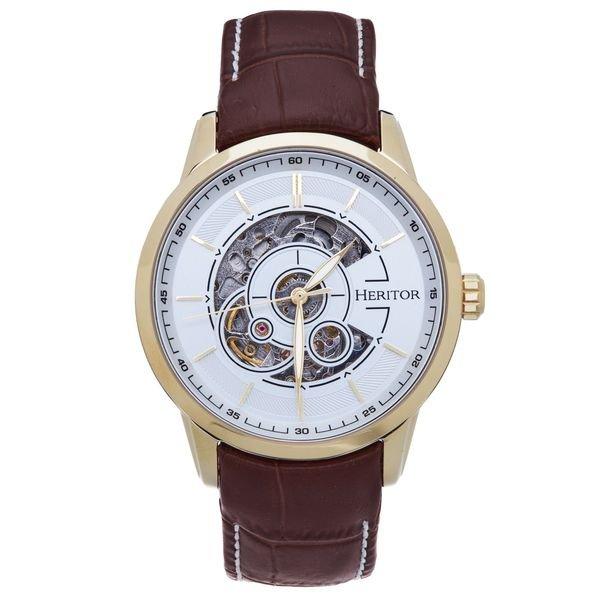 Davies Halbskelett-lederarmbanduhr Herren Braun ONE SIZE von Heritor Automatic