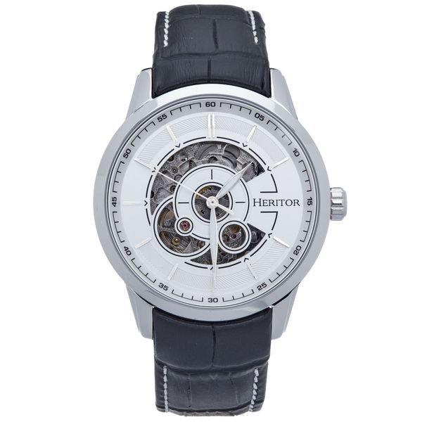 Davies Halbskelett-lederarmbanduhr Herren Weiss ONE SIZE von Heritor Automatic