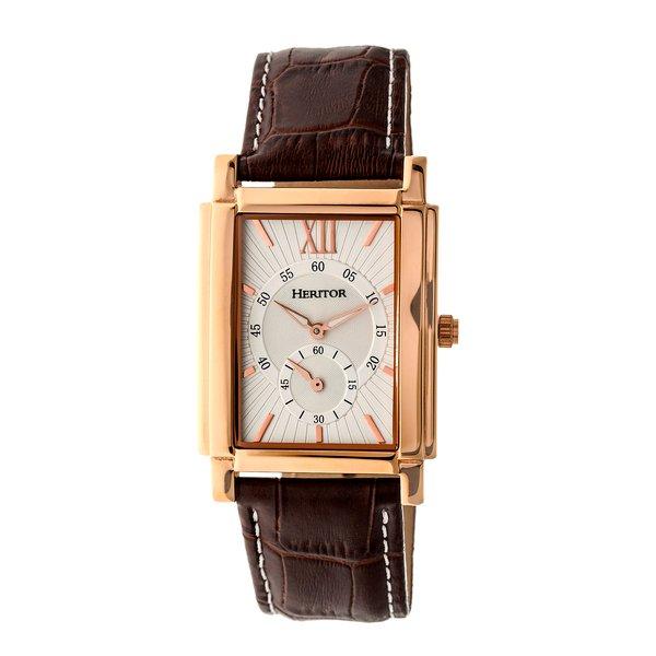 Frederick Lederarmbanduhr Herren Goldrosa ONE SIZE von Heritor Automatic