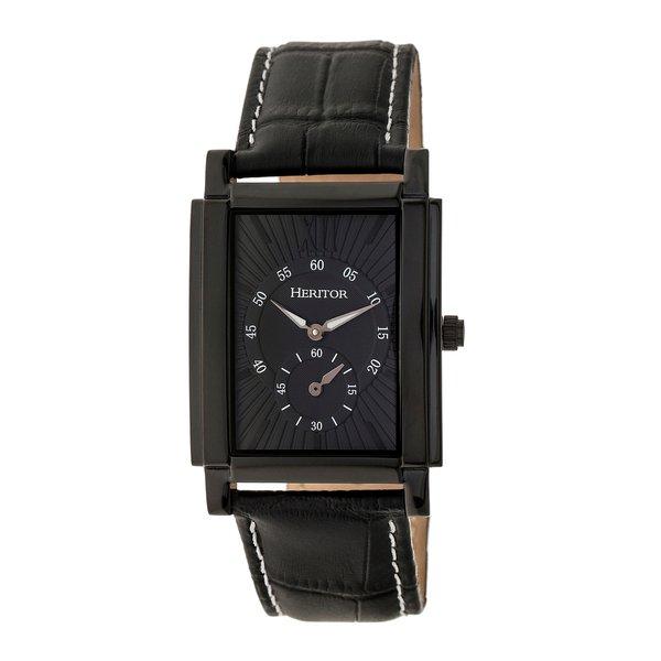 Frederick Lederarmbanduhr Herren Schwarz ONE SIZE von Heritor Automatic