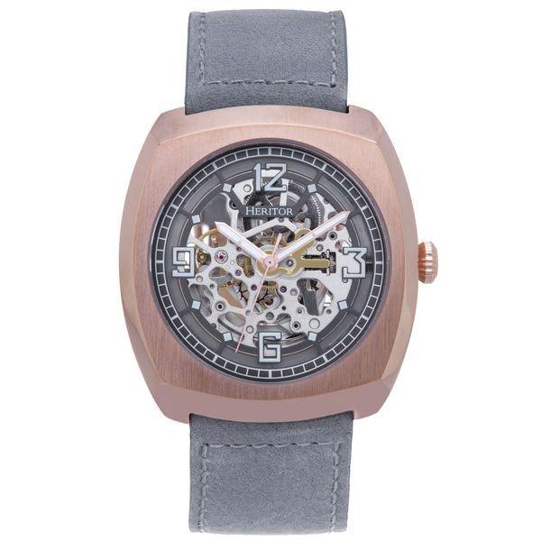 Gatling Skelettierte Lederbanduhr Herren Grau ONE SIZE von Heritor Automatic