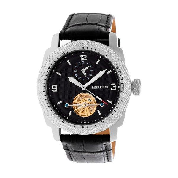 Heritor Automatische Helmsley Halbskelett-lederbanduhr Herren Schwarz ONE SIZE von Heritor Automatic