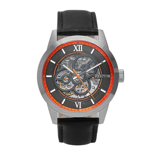 Heritor Automatische Jonas Lederarmband Skelettuhr Herren Orange ONE SIZE von Heritor Automatic