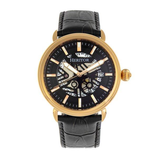 Heritor Automatische Mattias Lederarmbanduhr Mit Datum Herren Gelbgold ONE SIZE von Heritor Automatic