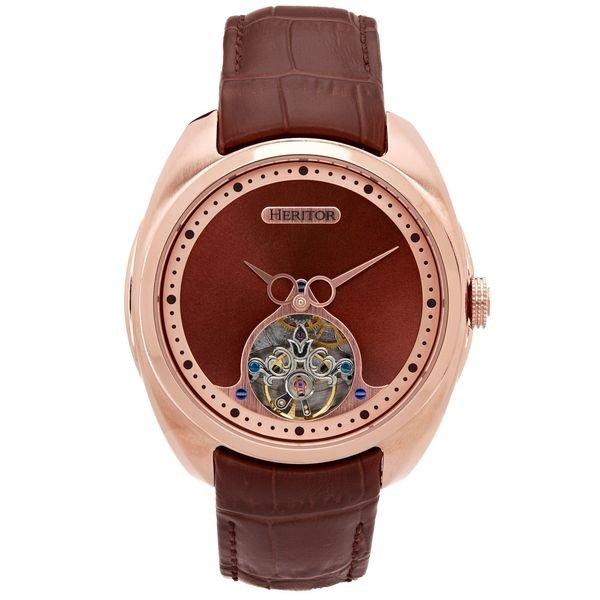 Roman Semi-skeleton Leather-band Watch Herren Rosa ONE SIZE von Heritor Automatic