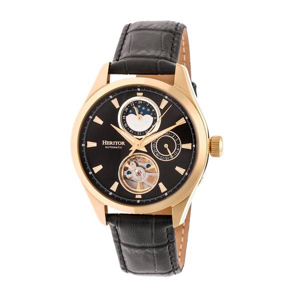 Sebastian Semi-skelett-lederbanduhr Herren Gelbgold ONE SIZE von Heritor Automatic