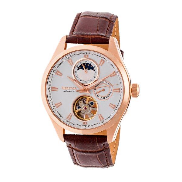 Sebastian Semi-skelett-lederbanduhr Herren Goldrosa ONE SIZE von Heritor Automatic