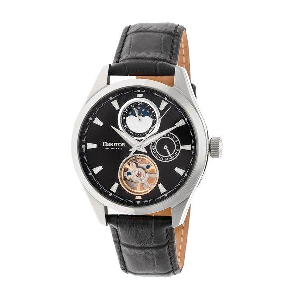 Sebastian Semi-skelett-lederbanduhr Herren Silber ONE SIZE von Heritor Automatic