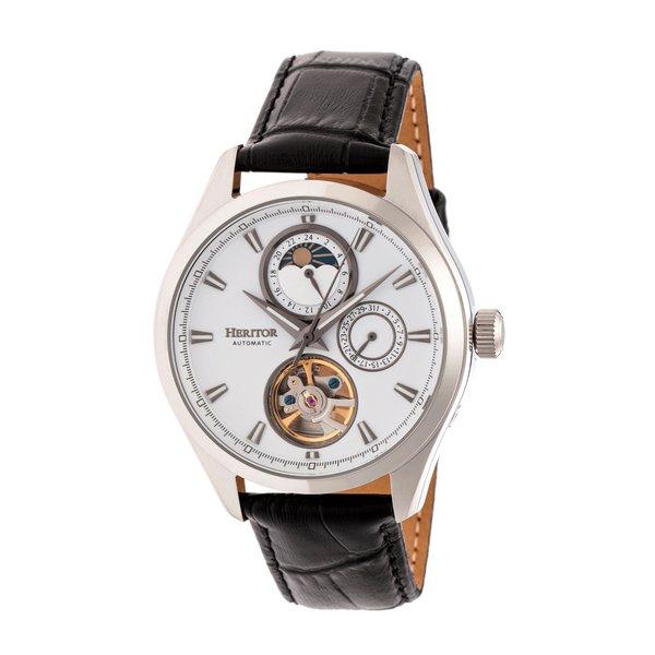 Sebastian Semi-skelett-lederbanduhr Herren Weiss ONE SIZE von Heritor Automatic