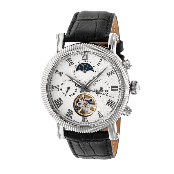 Winston Semi-skelett-lederbanduhr Herren Silber ONE SIZE von Heritor Automatic