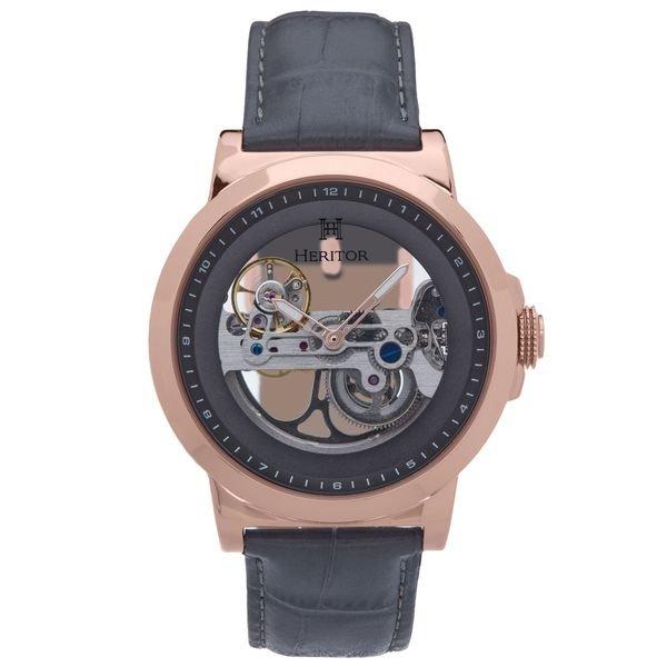 Xander Halbskelett-lederarmbanduhr Herren Grau ONE SIZE von Heritor Automatic