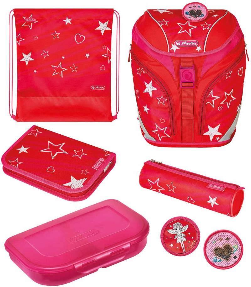 Herlitz Schulrucksack »SoftLight Plus, Stars&Stripe«, Reflektoren-Floureszierende Flächen, mit 2 abnehmbaren Applikationen von Herlitz