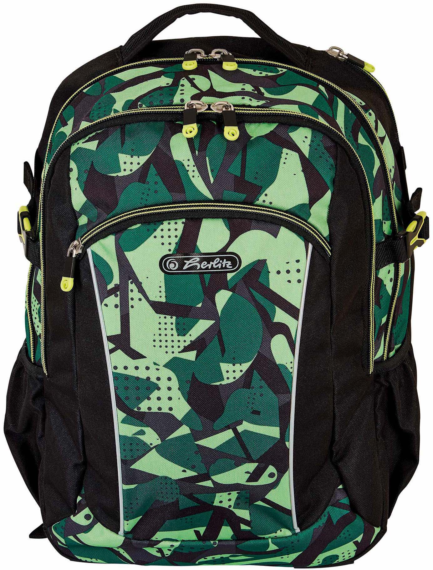 Herlitz Schulrucksack »Ultimate, Camo«, Floureszierende Flächen-reflektierende Streifen auf den Schultergurten, enthält recyceltes Material (Global Recycled Standard) von Herlitz