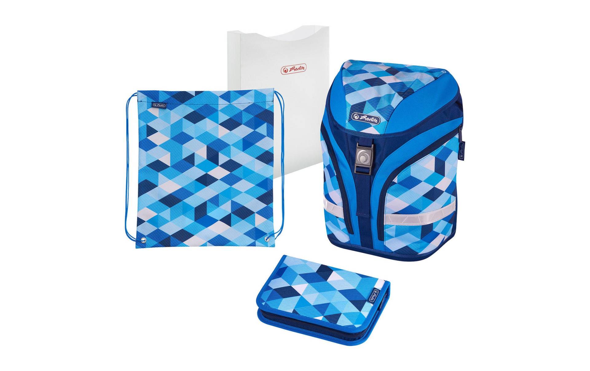 Herlitz Schulrucksack »Motion Plus Blue Cubes 4-teilig« von Herlitz