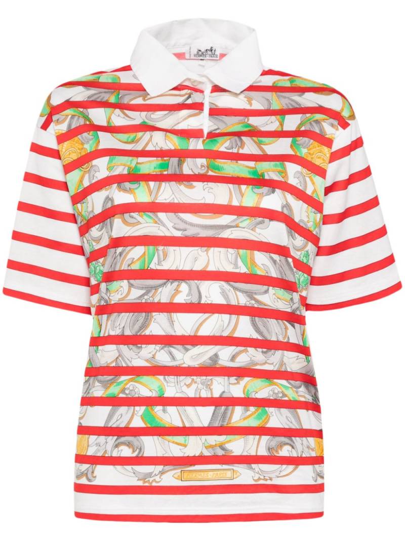 Hermès Pre-Owned 1990-2000s striped polo top - White von Hermès Pre-Owned