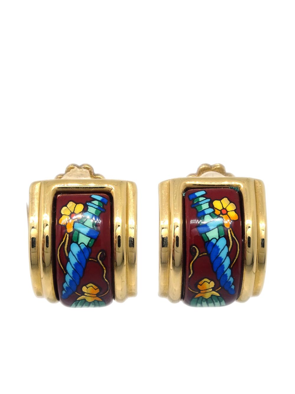 Hermès Pre-Owned 1990-2000s Cloisonne Ware clip-on earrings - Gold von Hermès Pre-Owned