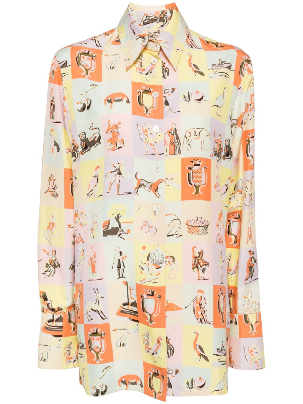 Hermès Pre-Owned 1990-2000s graphic-print shirt - Neutrals von Hermès Pre-Owned