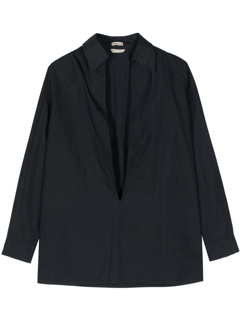 Hermès Pre-Owned 1990-2000s plunging cotton shirt - Black von Hermès Pre-Owned
