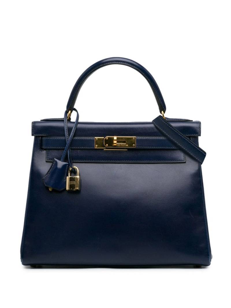 Hermès Pre-Owned 1994 Box Calf Kelly Retourne 28 satchel - Blue von Hermès Pre-Owned