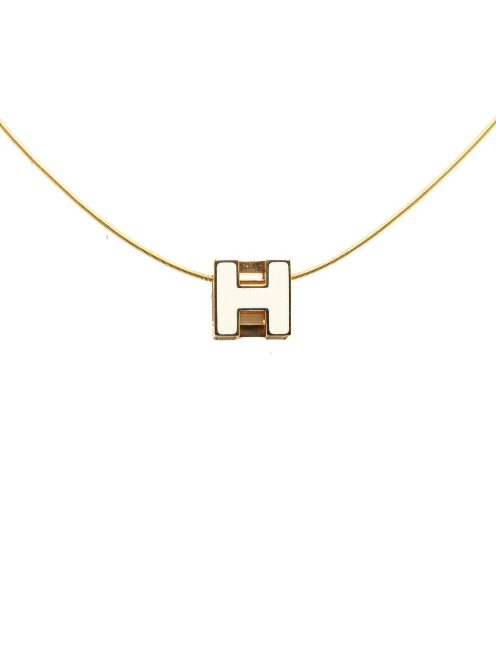 Hermès Pre-Owned 2000-2010 Gold Plated H Cube Pendant costume necklace - White von Hermès Pre-Owned