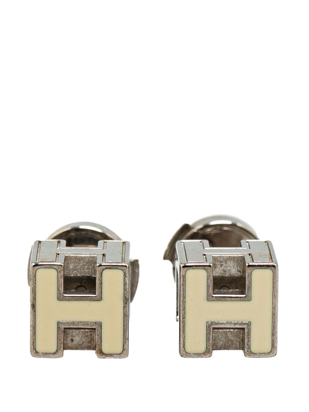 Hermès Pre-Owned 2000-2010 Palladium Plated Cage d'H costume earrings - White von Hermès Pre-Owned