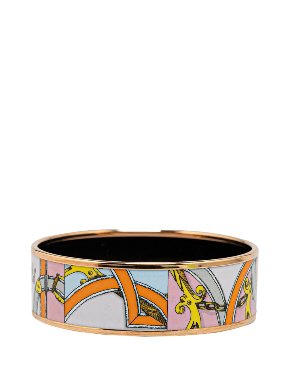 Hermès Pre-Owned 2000-2023 Wide L Instruction Du Roy Enamel Bangle 65 costume bracelet - White von Hermès Pre-Owned