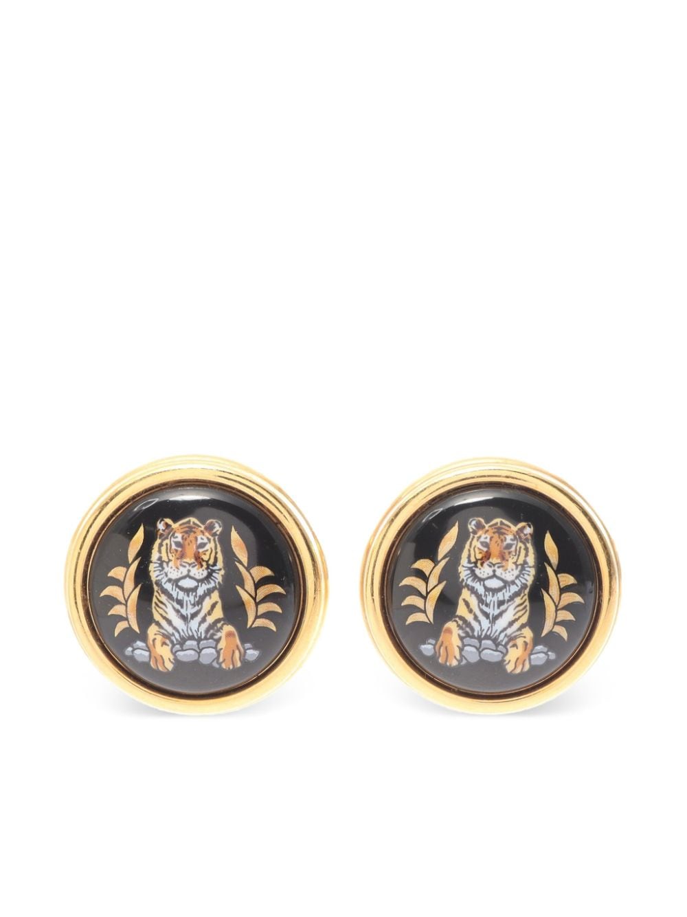 Hermès Pre-Owned 2000 enamel GP Cloisonne earrings - Gold von Hermès Pre-Owned