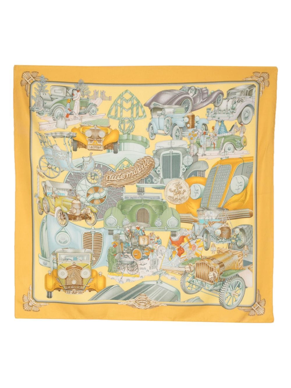 Hermès Pre-Owned 2000s Automobile-print silk scarf - Yellow von Hermès Pre-Owned