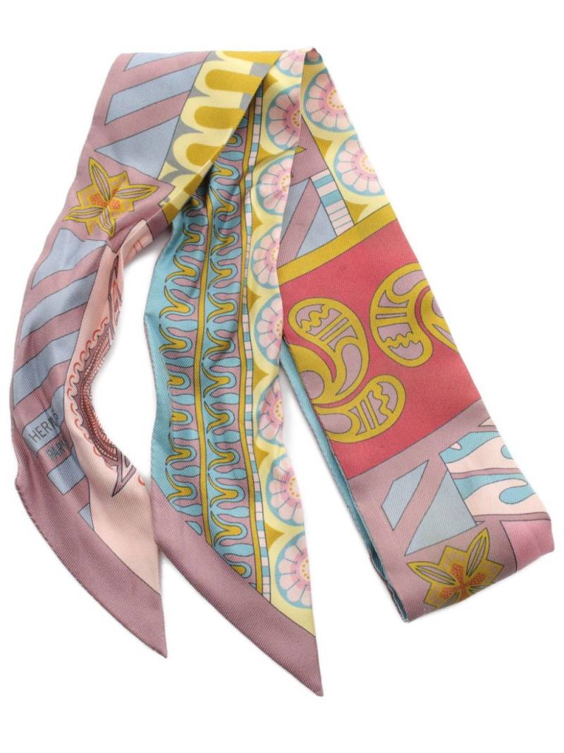 Hermès Pre-Owned 2000s Twilly Geometrie Cretoise scarf - Pink von Hermès Pre-Owned