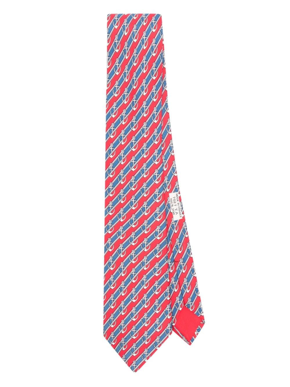 Hermès Pre-Owned 2000s anchor-print striped silk tie - Red von Hermès Pre-Owned