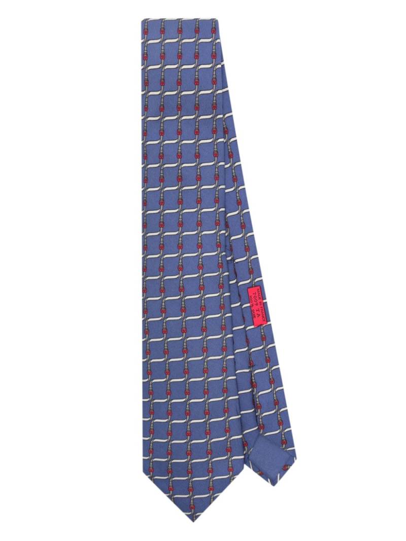 Hermès Pre-Owned 2000s belt-print silk tie - Blue von Hermès Pre-Owned