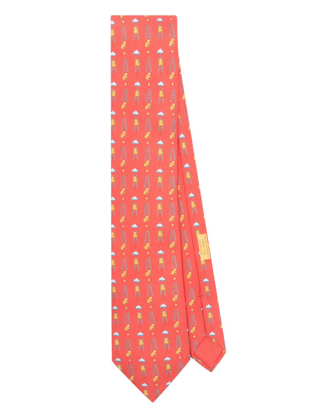 Hermès Pre-Owned 2000s frogs-print silk tie - Orange von Hermès Pre-Owned