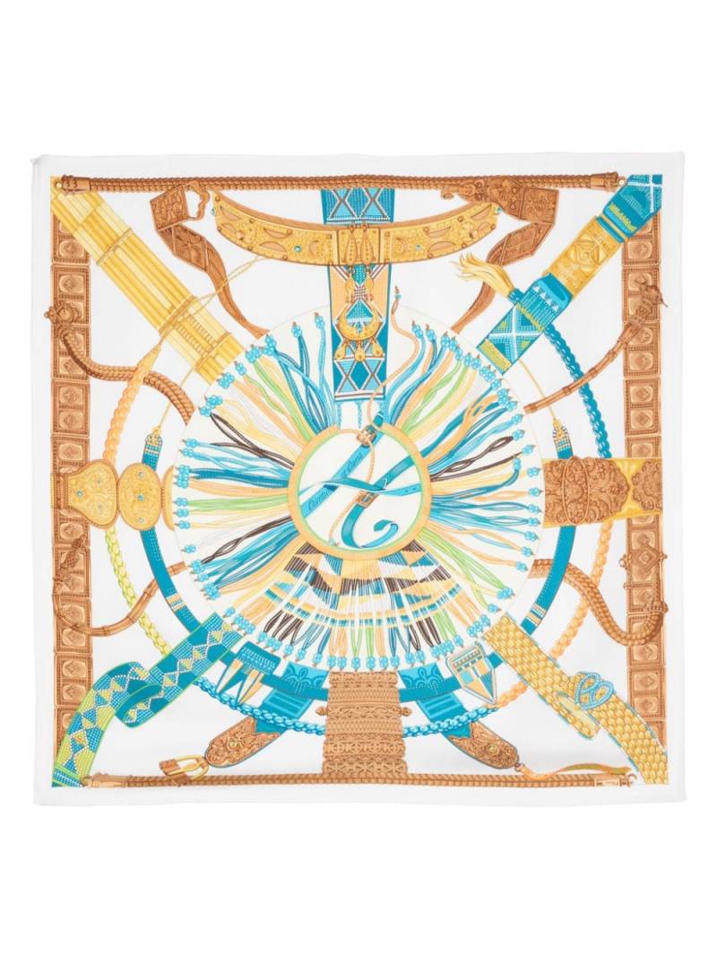 Hermès Pre-Owned 2000s graphic-print silk scarf - White von Hermès Pre-Owned